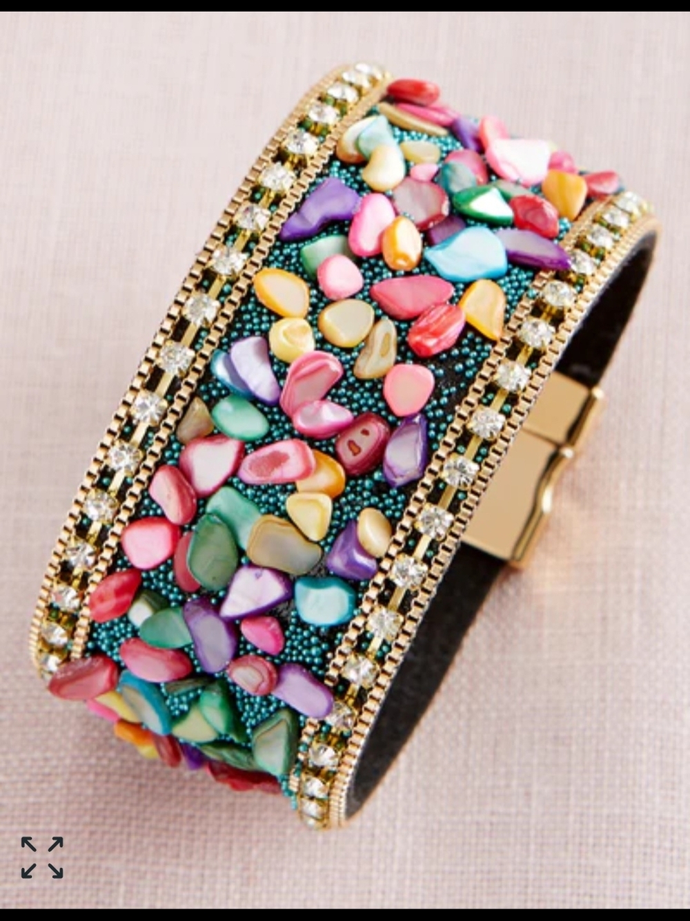 NEW Petalura "Treasure Road" Magnetic Cuff Bracelet Vegan Leather Various Stones - Picture 10 of 12